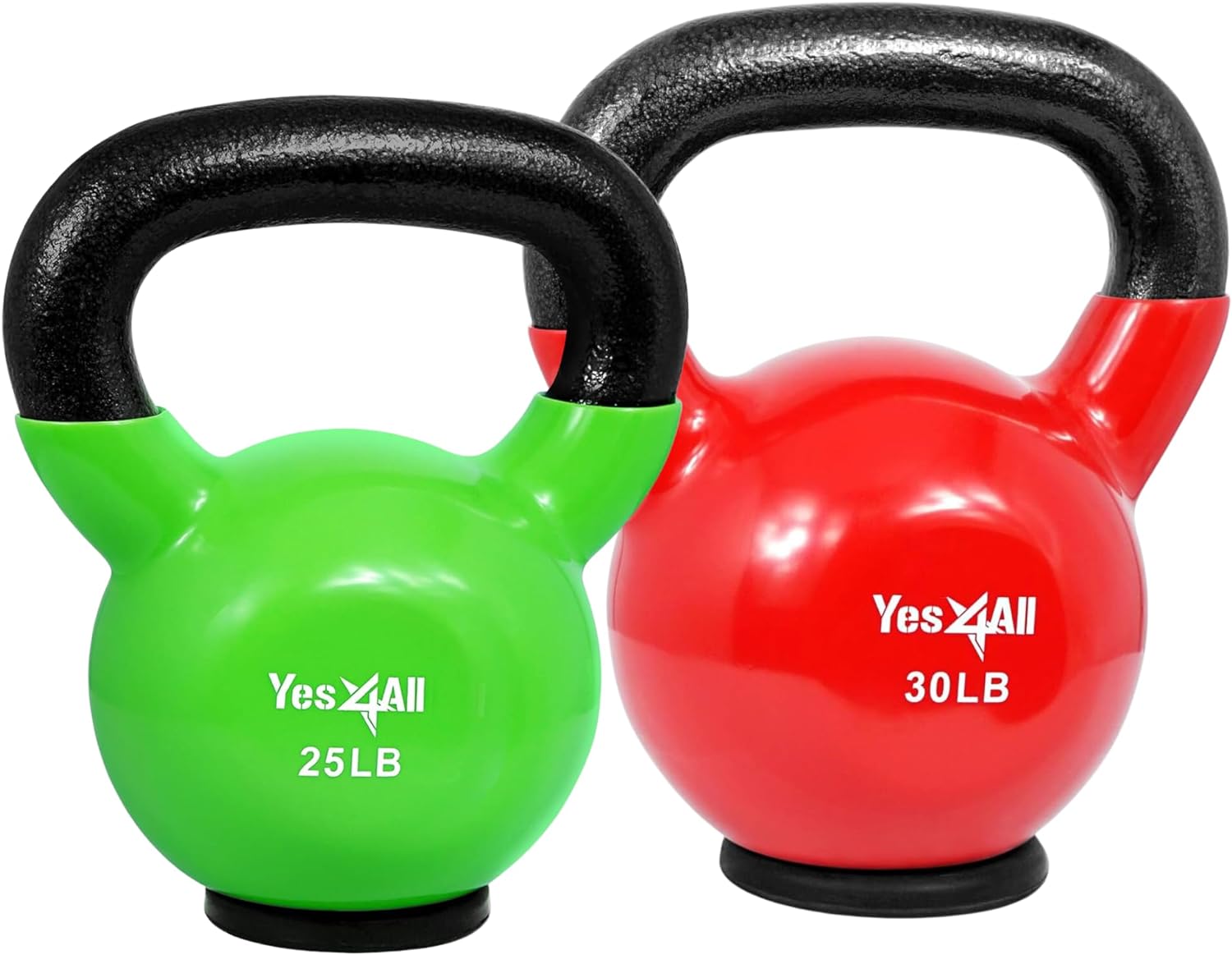 Vinyl Coated Kettlebell with Protective Rubber Base, Strength Training Kettlebells for Weightlifting, Conditioning, Strength & Core Training