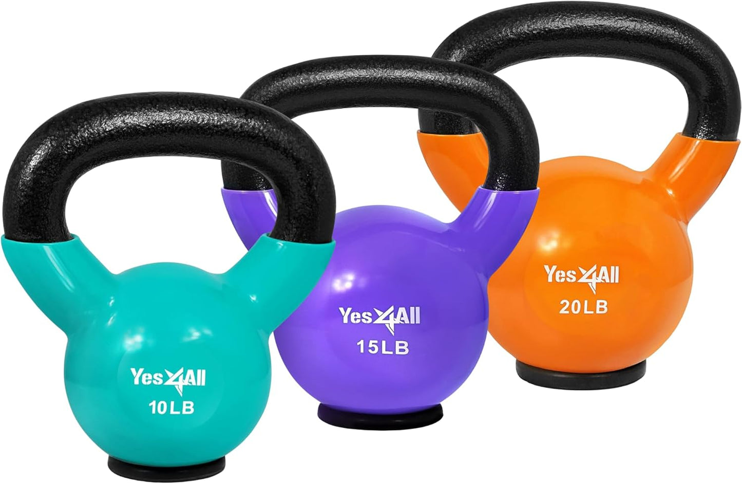 Vinyl Coated Kettlebell with Protective Rubber Base, Strength Training Kettlebells for Weightlifting, Conditioning, Strength & Core Training