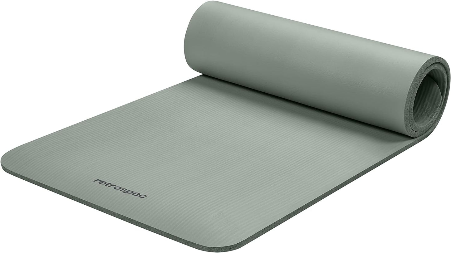 Solana Yoga Mat 1" & 1/2" Thick W/Nylon Strap for Men & Women - Non Slip Exercise Mat for Yoga