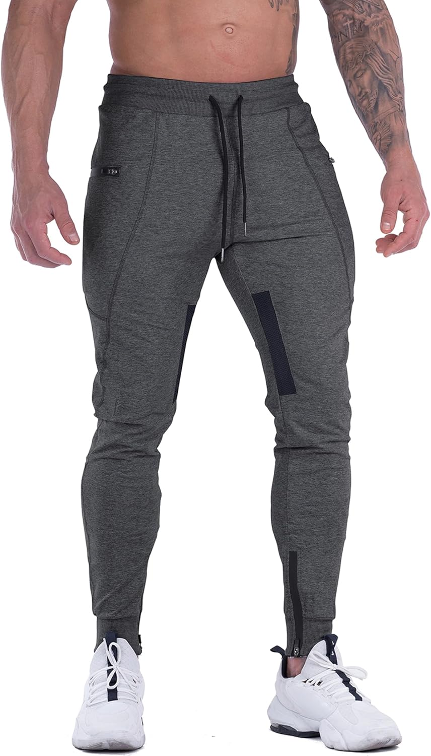 Mens Joggers Pants Mesh Training Tapered Sweatpants Gym Workout Track Pants