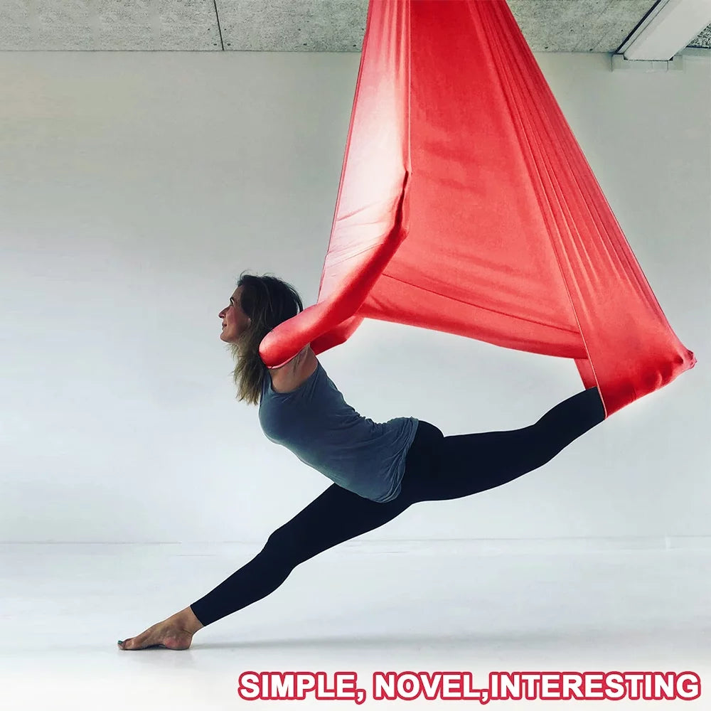 Aerial Yoga Swing Set 6M / 20Ft Red Trapeze Yoga Hammock Kit Yoga Flying Sling Inversion Swing Tools for Air Yoga Inversion Fitness