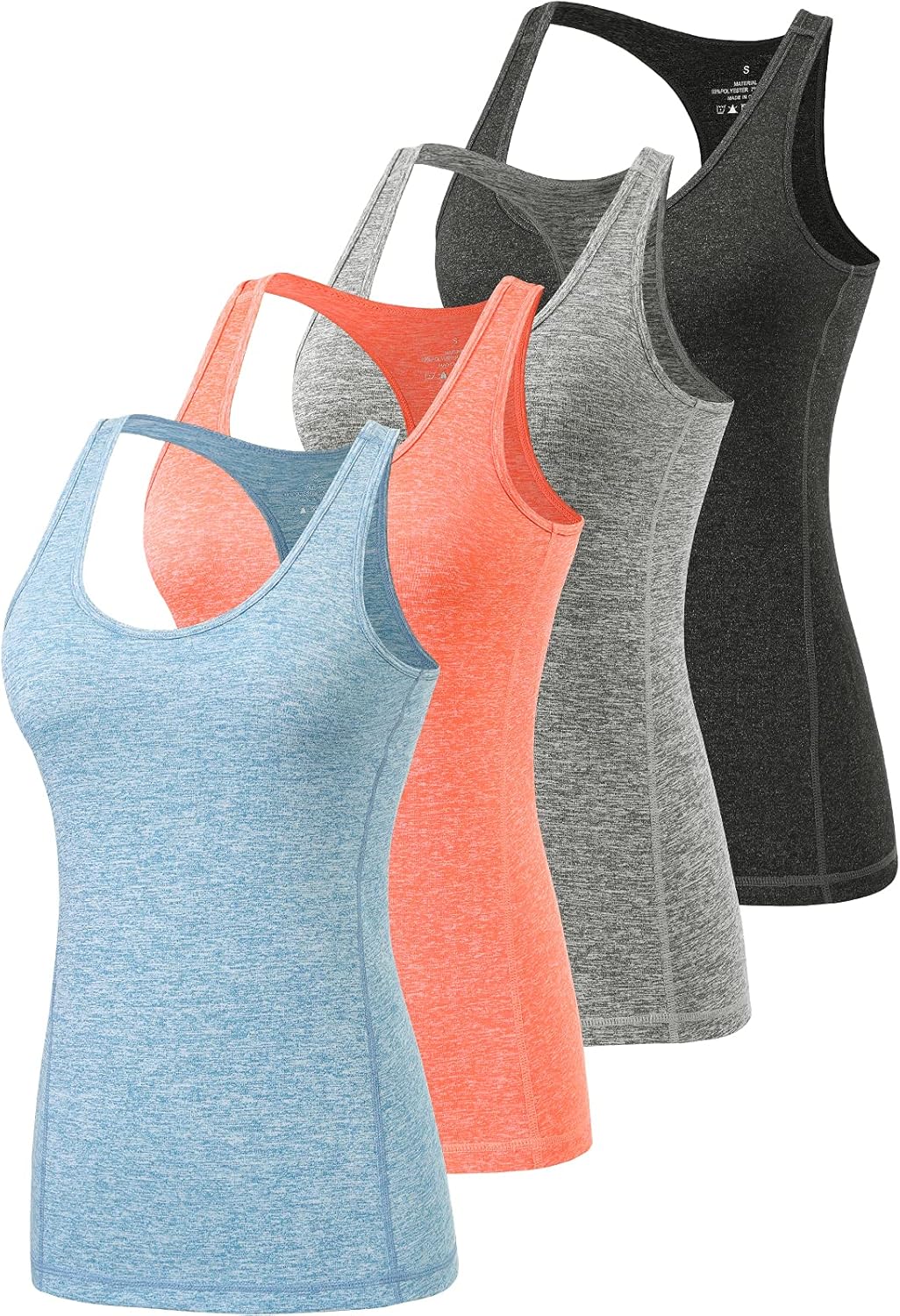 Workout Tank Tops for Women Racerback Athletic Tanks Running Exercise Gym Tank Top - 4 Packs