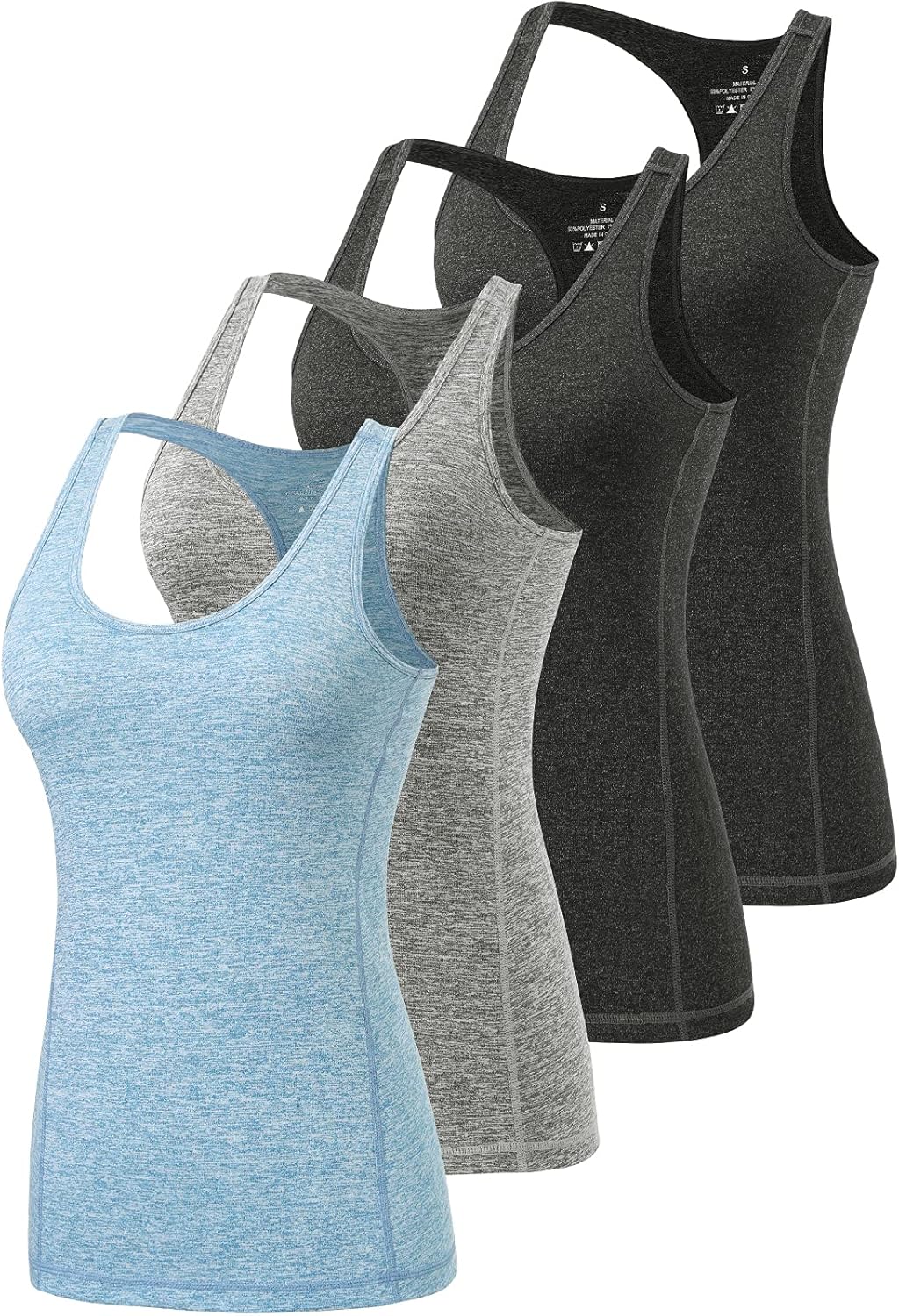 Workout Tank Tops for Women Racerback Athletic Tanks Running Exercise Gym Tank Top - 4 Packs