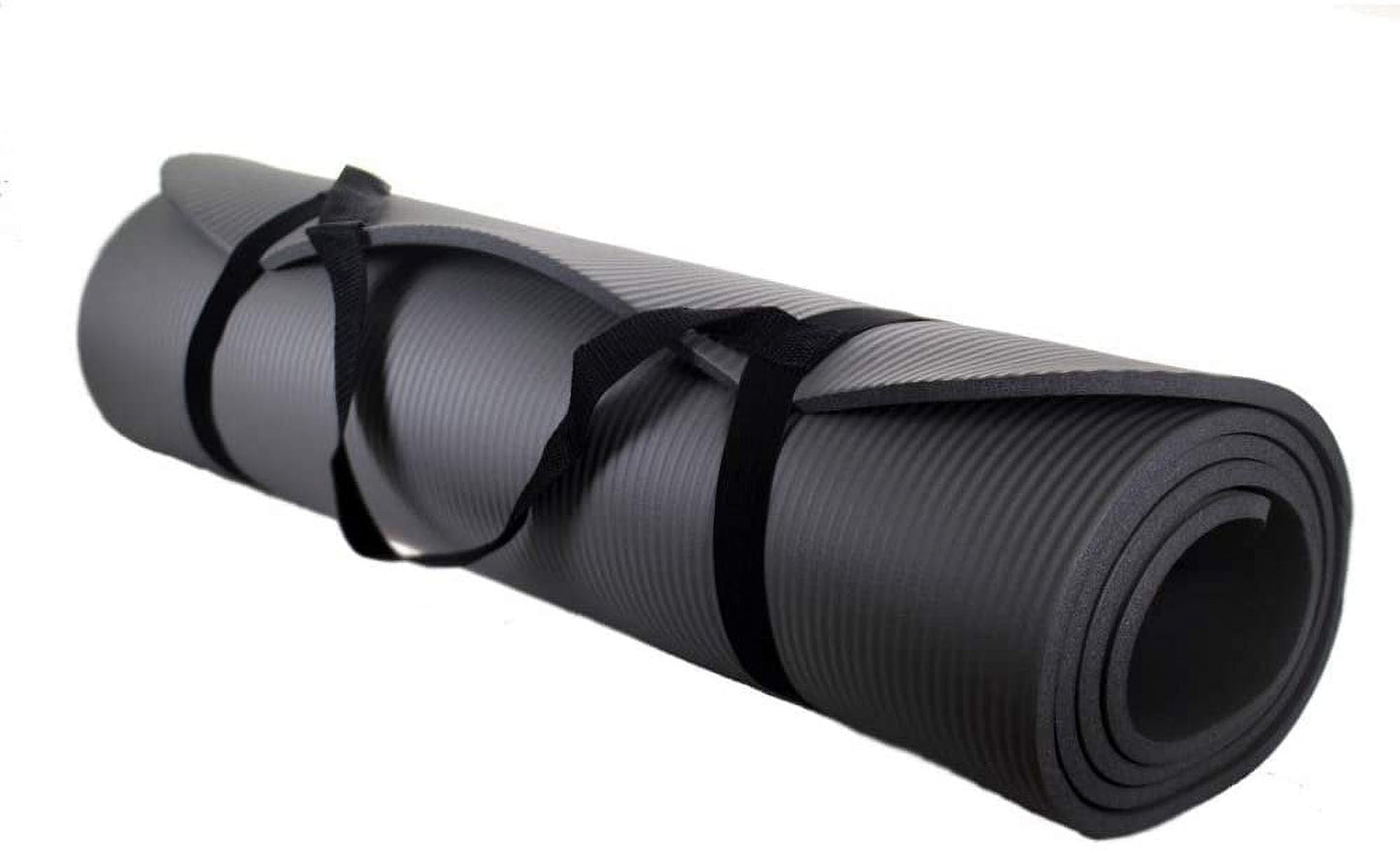 Yoga Mat 72" X 24" - Extra Thick Exercise Mat - with Carrying Strap for Travel - Grey