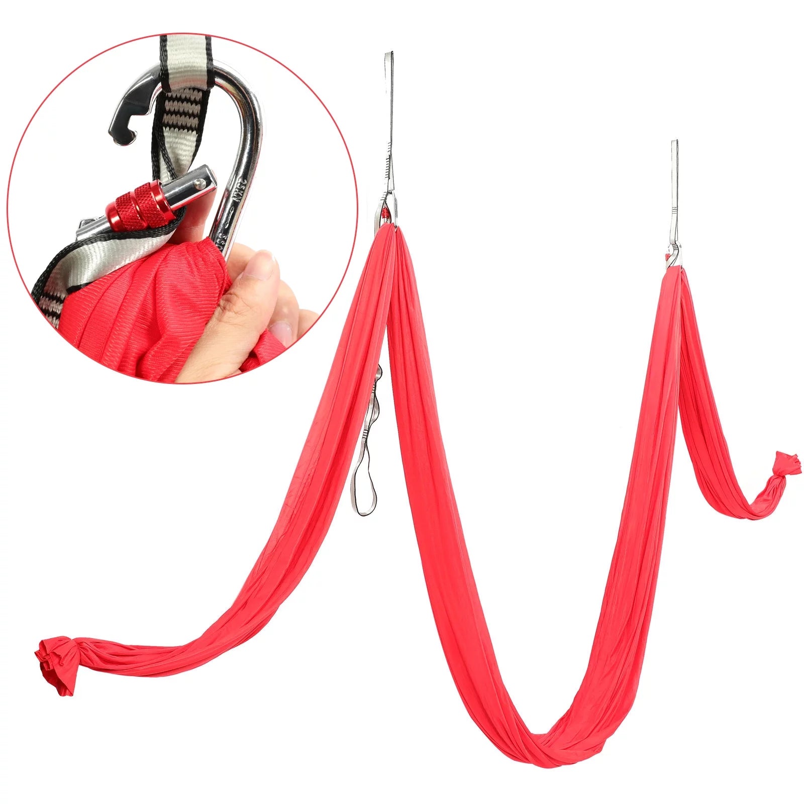 Aerial Yoga Swing Set 6M / 20Ft Red Trapeze Yoga Hammock Kit Yoga Flying Sling Inversion Swing Tools for Air Yoga Inversion Fitness