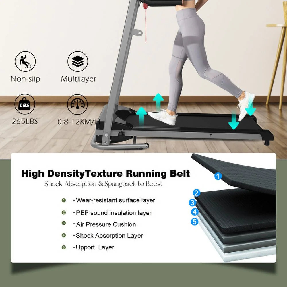 Home Foldable Treadmill, Treadmill for Home/Gym/Small Apartment, with 15 Preset or Adjustable Programs, with LED Monitor and Cup Holder and Safety Lock, 250 LB Capacity